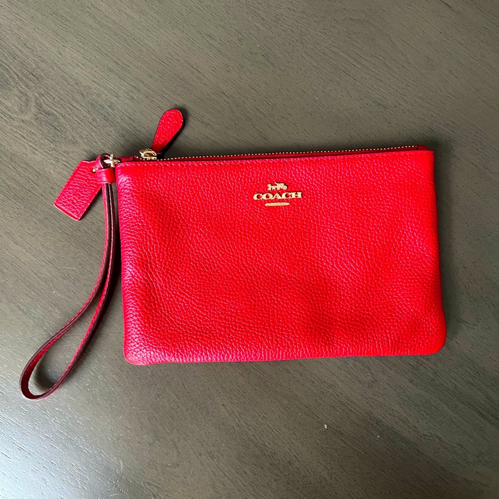 Coach Wristlet in beautiful red/ orange/ papaya